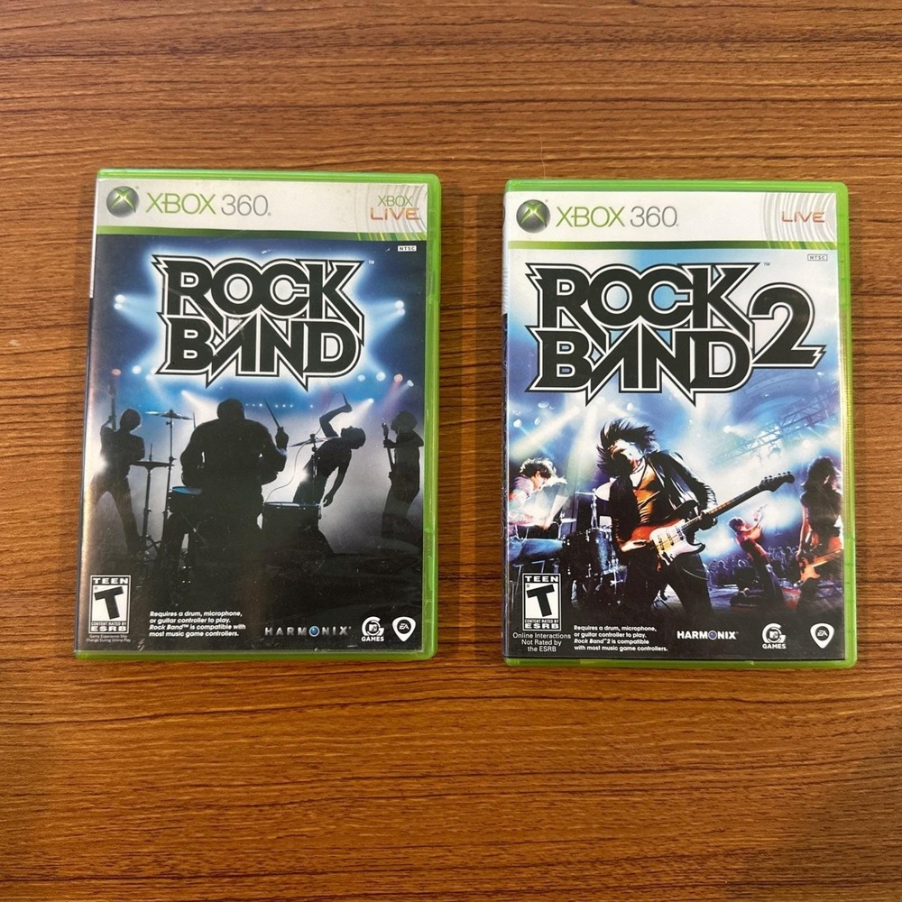 Rock Band 1 and 2 (Microsoft Xbox 360, 2007) Complete W/Inserts NTSC